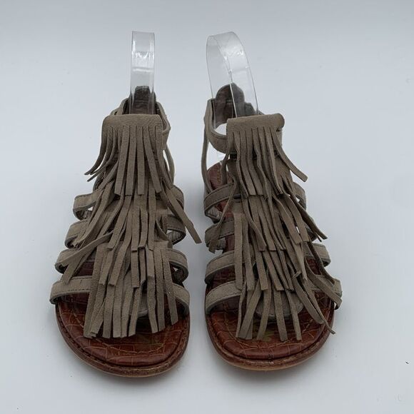 Sam Edelman fringe tan leather buckle sandals woman’s size 5 - Picture 3 of 10